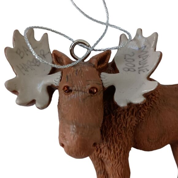 Maine Souvenir Moose Ornament Bar Harbor Resin Elk Christmas Cabincore Rustic. - Picture 10 of 15